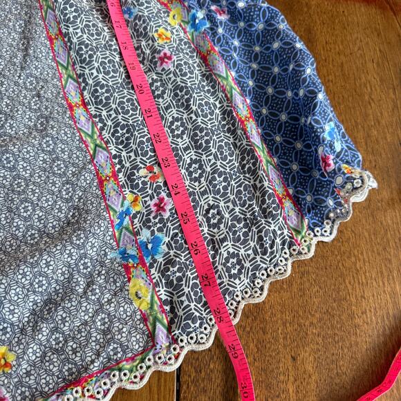 Johnny Was Embroidered Kichica Padme Blouse Silky Patchwork Embroidered Sz XS - Picture 13 of 14